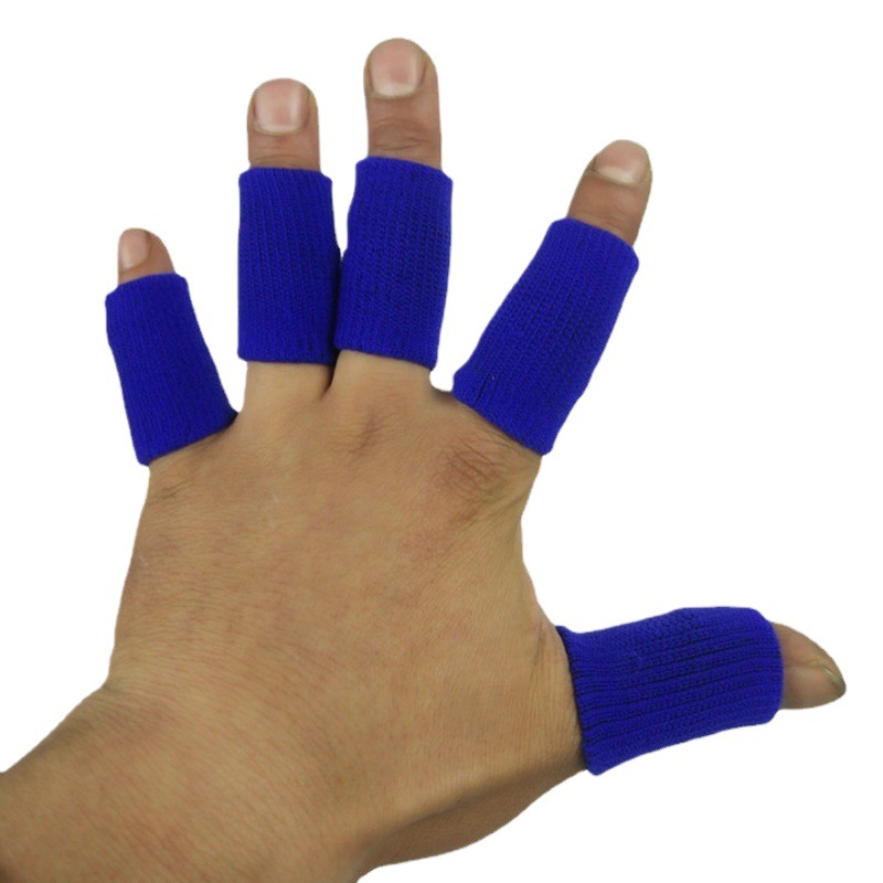 Mewenilon Blue Black Finger Guard Knitted Elastic Breathable Warm Knuckle Joint Volleyball Restraint Finger Guard