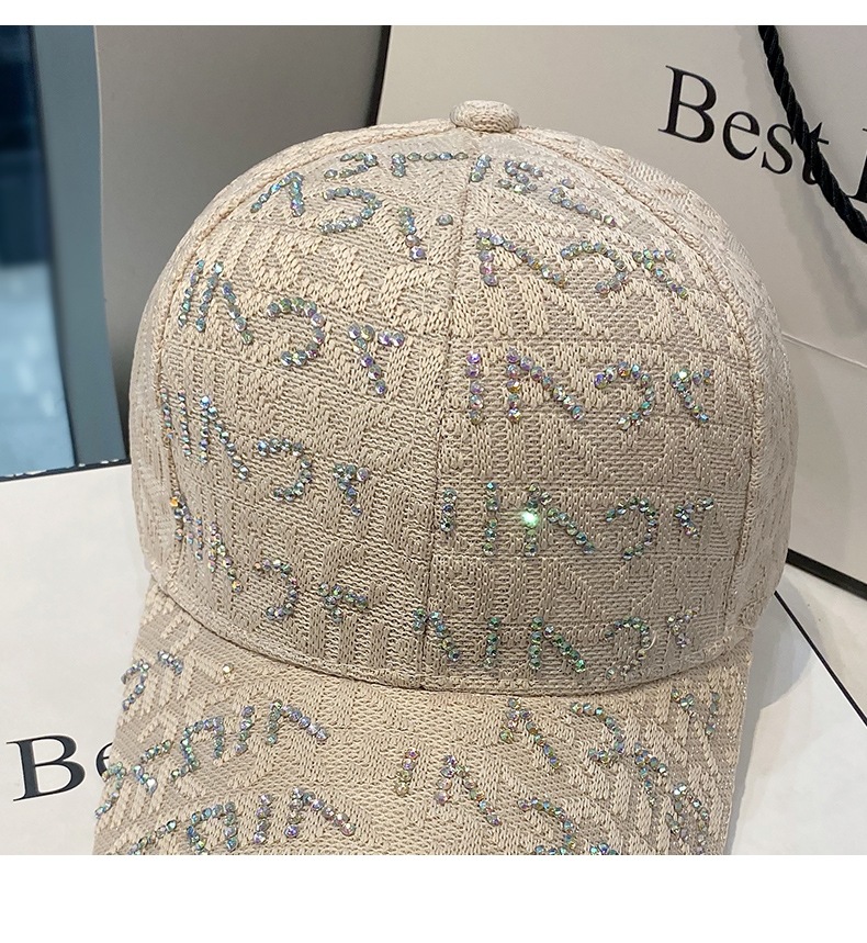 Baseball Cap For Women Trendy Rhinestone Letters Sun Protection_voghion.com