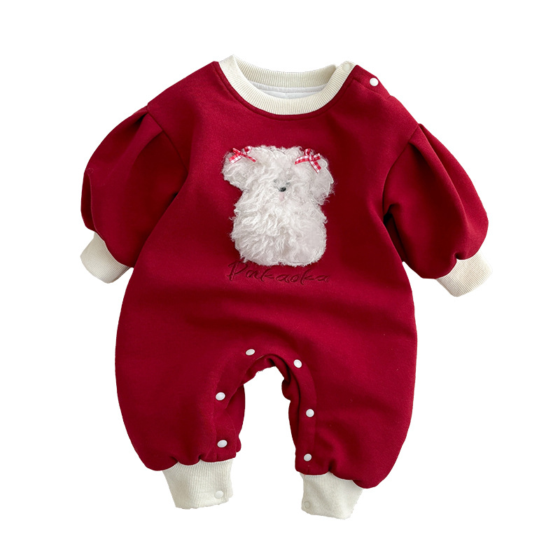 Ropa de Año Nuevo para bebés y niños pequeños, mamelucos cálidos acolchados en otoño e invierno