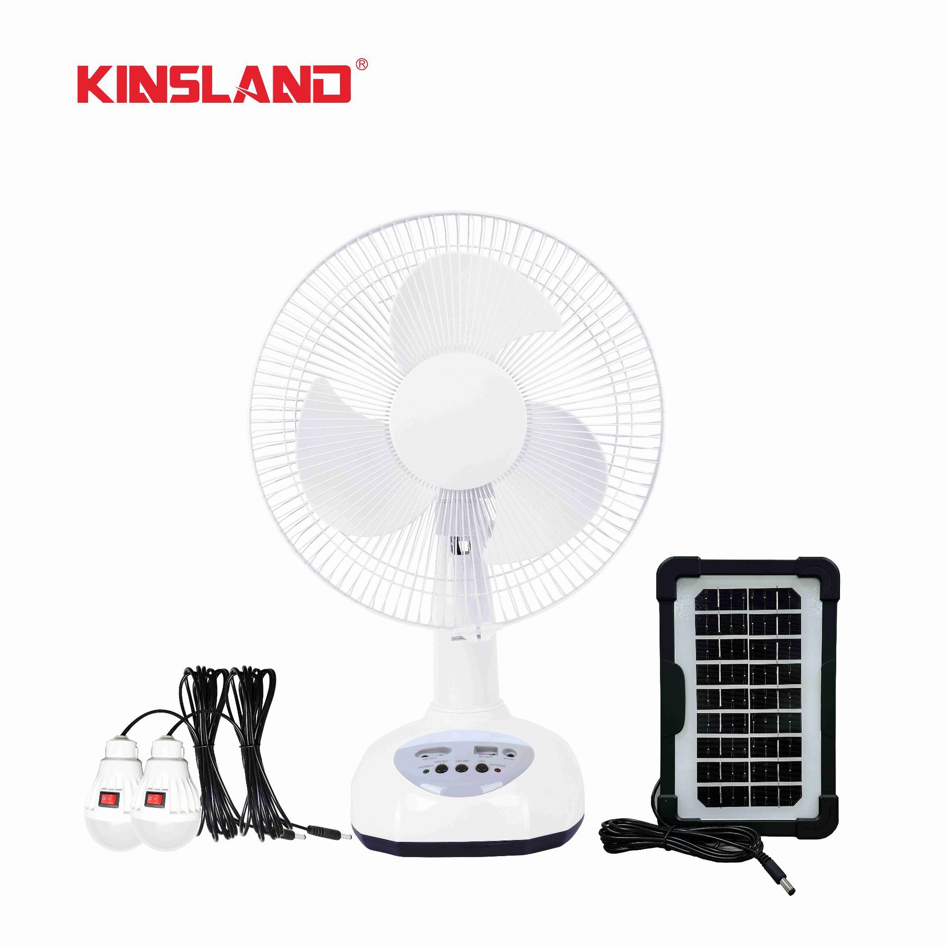 Mejores ventas de ventilador de mesa de carga solar de 12 pulgadas en el sudeste asiático AC DC carga con bombillas y paquetes solares