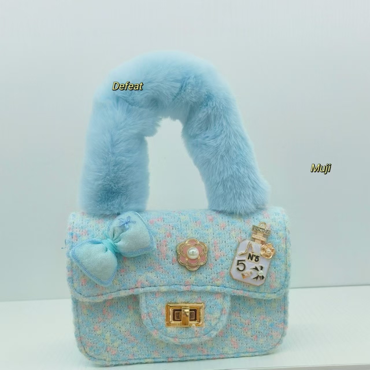 Bolso de peluche de arco, bolso de hombro para niñas, bolso de mochila, bolso de moda, bolso de cambio