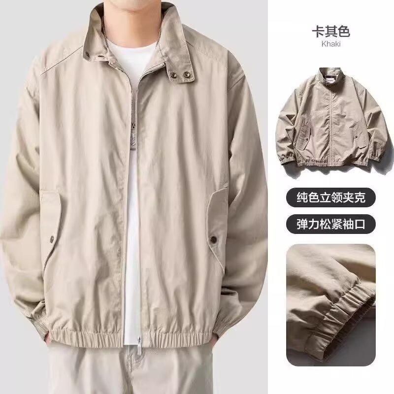 Retro classic solid color autumn jacket for men and women for…