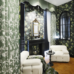 American Chenille High-End Thickened Curtains Green 2025 New Accessible Luxury House High Window Living Room Bedroom High-End Sense