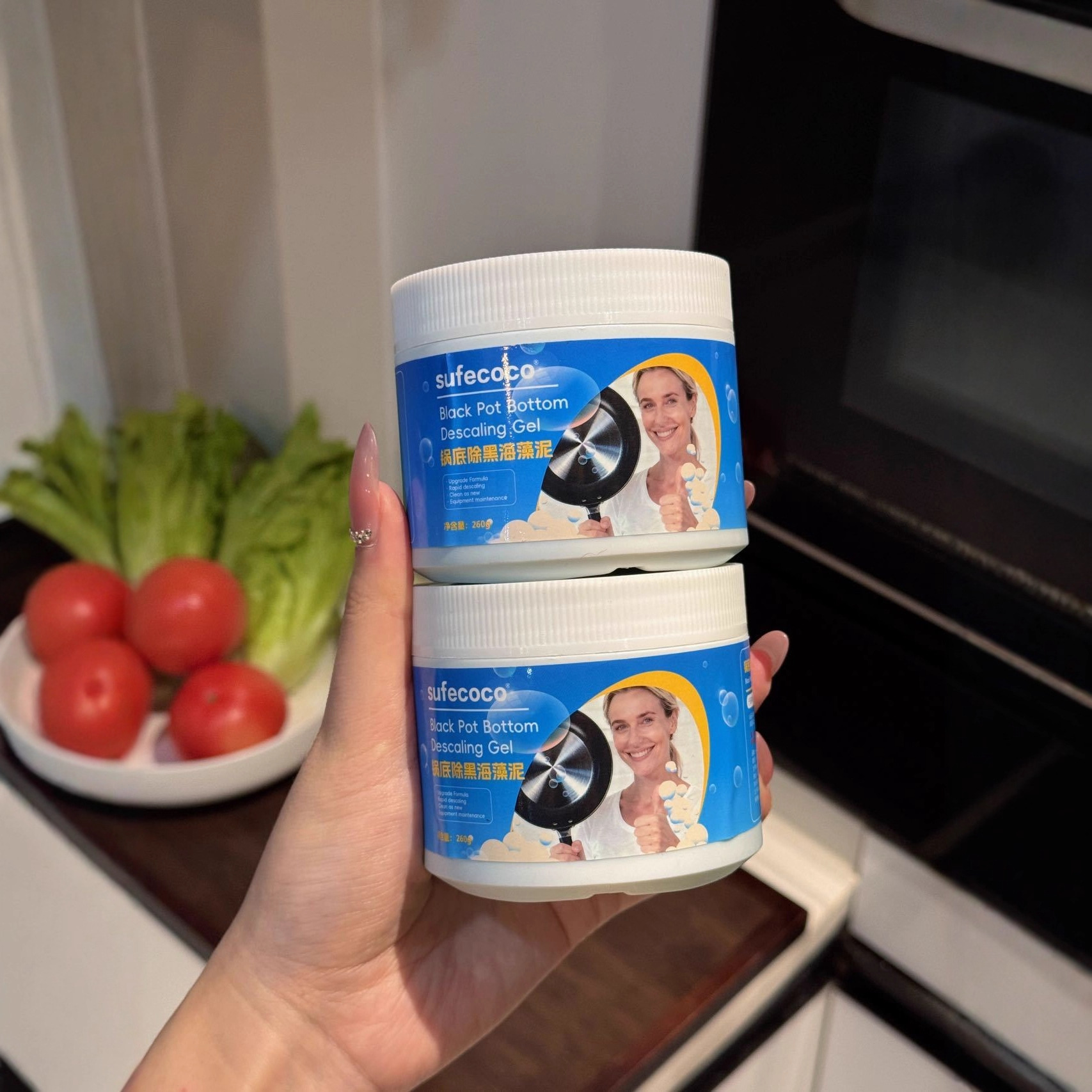 Sufecoco Seaweed Mud Turns Black Pot Bottom into a New Pot in Seconds, Powerful Decontamination Household Kitchen Pot Stainless Steel Black Remover