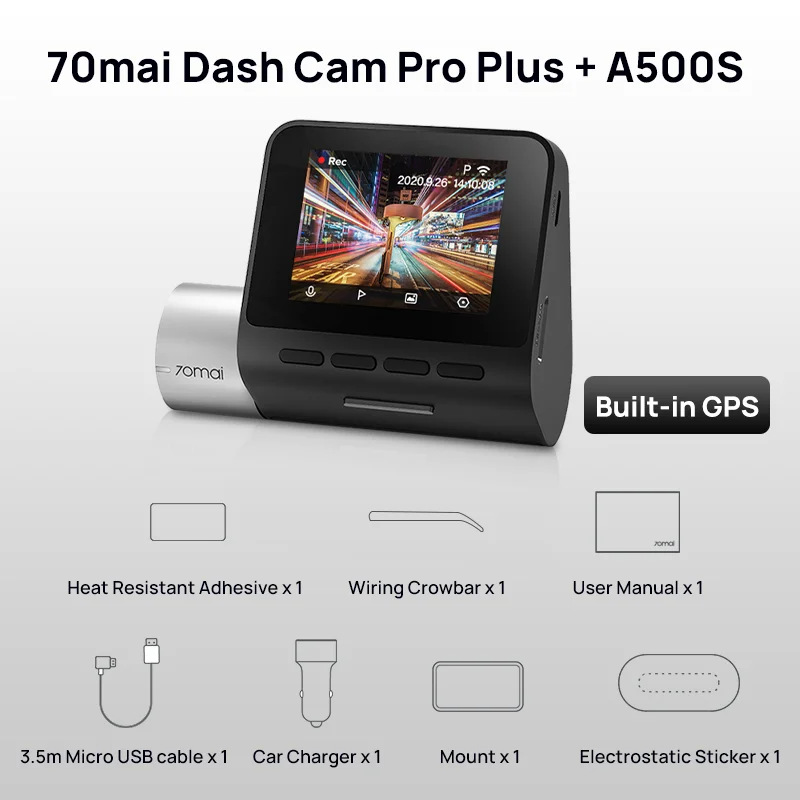 Cámara para Auto 70mai Dash Cam Pro Plus A500S 1944P ADAS GPS