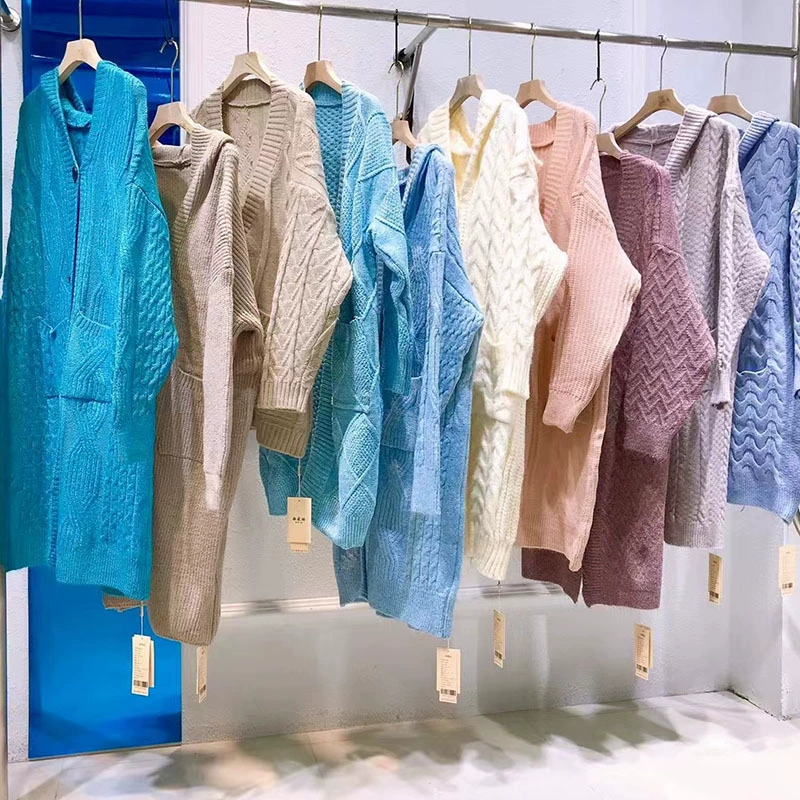 Кардиган Amazon Foreign Trade 2025: Новинка в европейском и американском стиле, с узором «косичка», в стиле «ленивый шик», длинный, зимний, женская одежда оптом