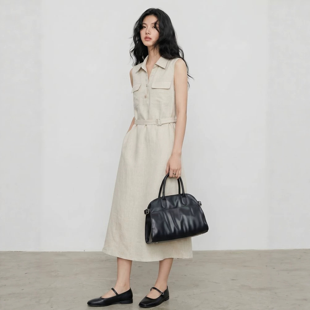Women's Hemp Sleeveless Polo Dress