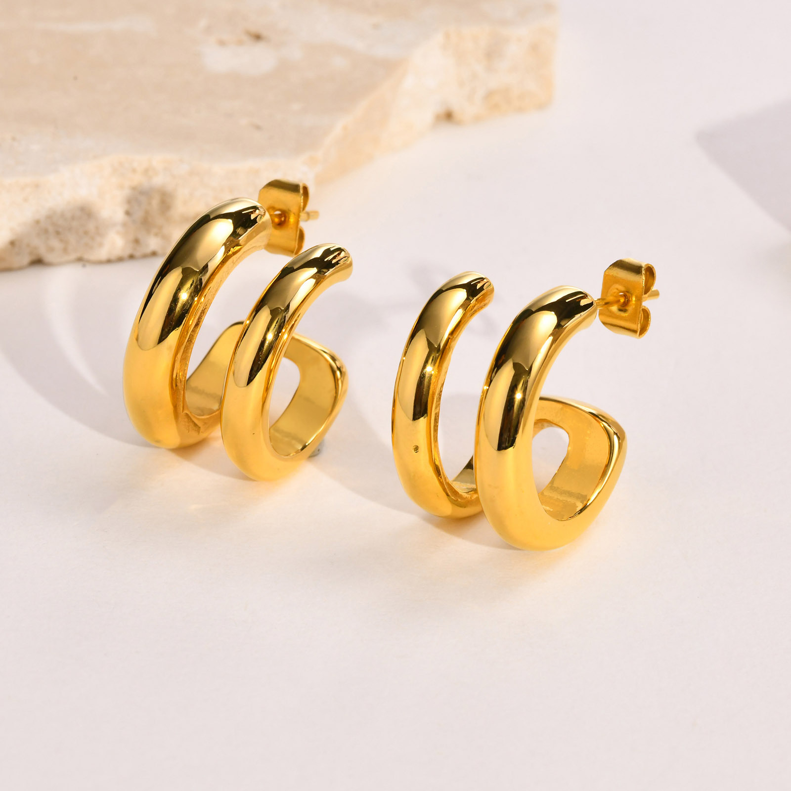 Fashion C Shape Stainless Steel Earrings Plating Stainless Steel Earrings