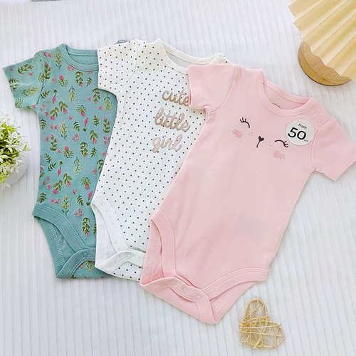 Summer unisex baby onesie for newborns, short-sleeved, pure cotton triangle crawl diaper cover, crawling suit for babies, foreign trade children's clothing