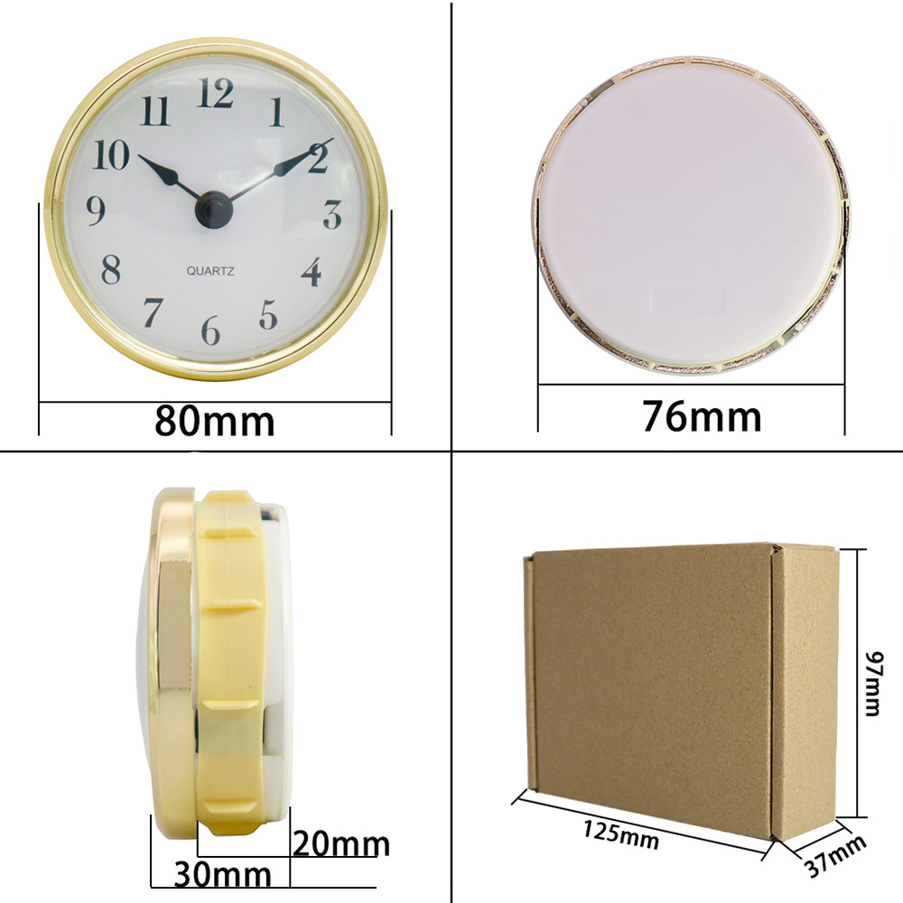 直径80mm金色白底黑阿拉佰字钟头8