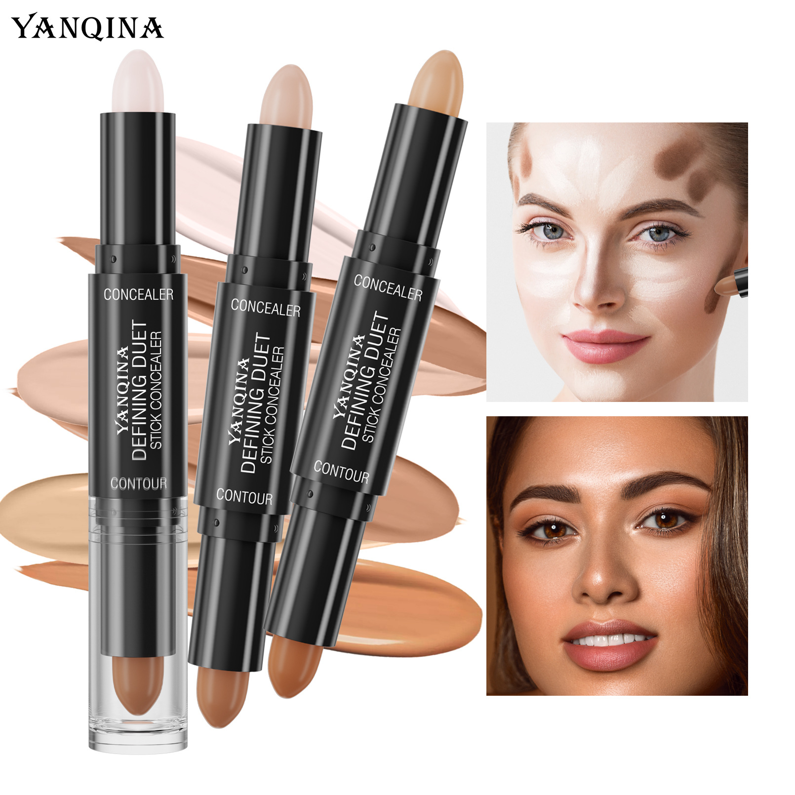 YANQINA double-headed dual-purpose highlight repair stick three-dimensional contour nose shadow modification brightening repair cross-border
