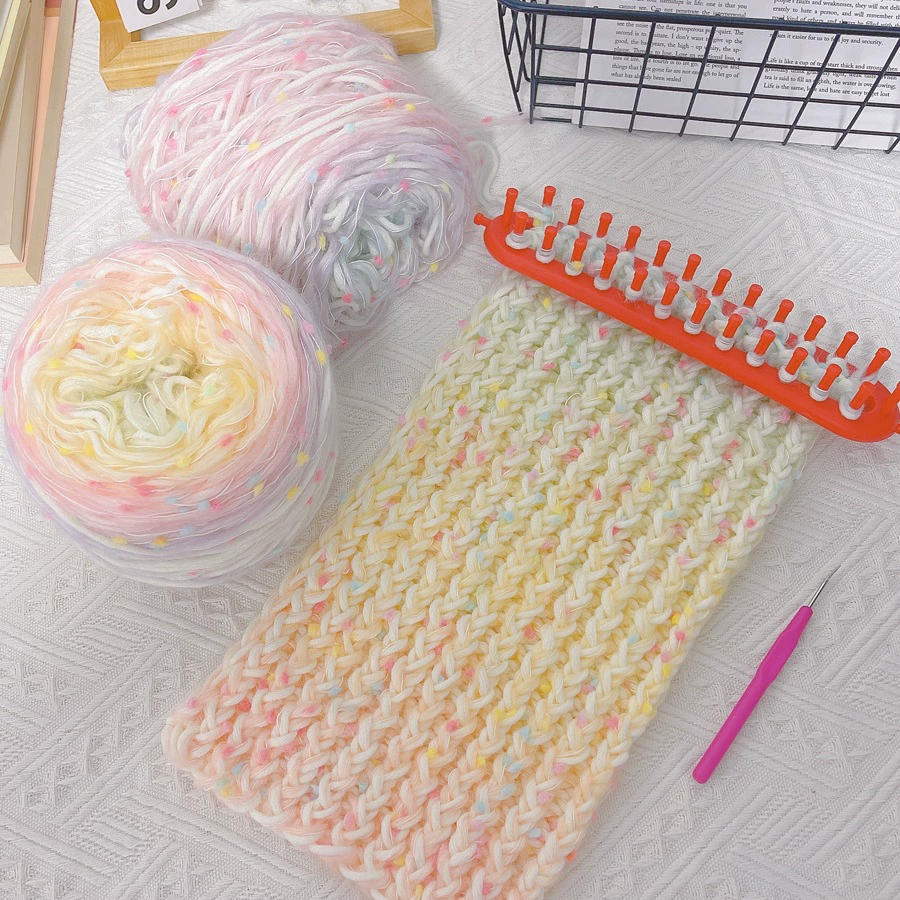 Радужный сахарный градиентный шарф ручной работы