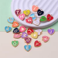 Английская буква A ~ Z Love Двусторонняя персиковое сердце капает из сплава ювелирные украшения подвеска diy ожерелье браслет подвеска аксессуары
