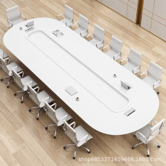 塗装会議テーブル ロングテーブル シンプルモダン家具 ホワイト 中大型商談テーブル 会議室 オフィス テーブルと椅子の組み合わせ