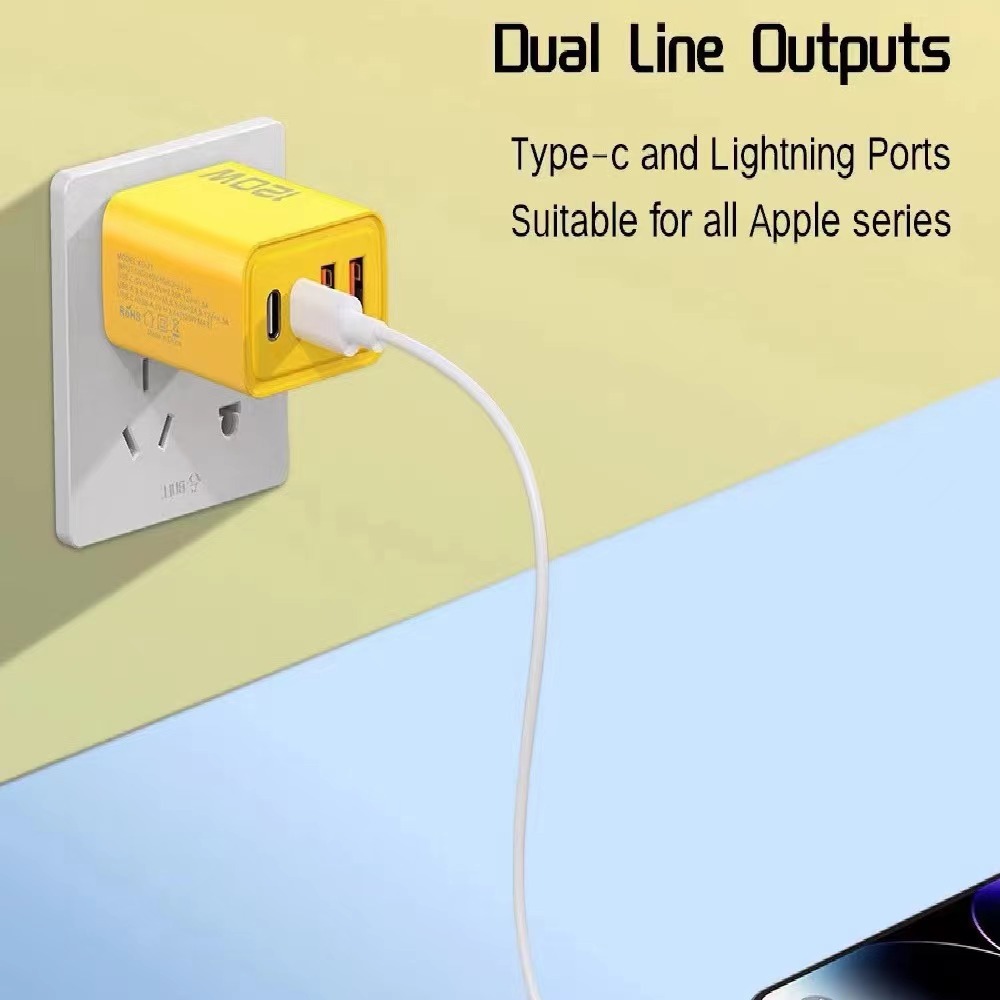 Transfronterizo 120W teléfono móvil carga rápida cabeza de carga doble USB + doble tipo-c multipuerto PD carga rápida estándar de EE.UU. cargador estándar de Europa