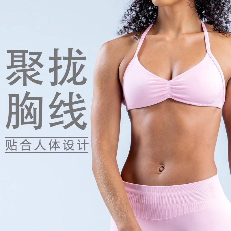 Cross-Border New High-Elastic Matte Seamless Halter Neck Bra for Women, Breathable Running, Cycling, Fitness, Yoga Sports Underwear Cross-Border New High-Elastic Matte Seamless Halter Neck Bra for Women, Breathable Running, Cycling, Fitness, Yoga Sports Underwear