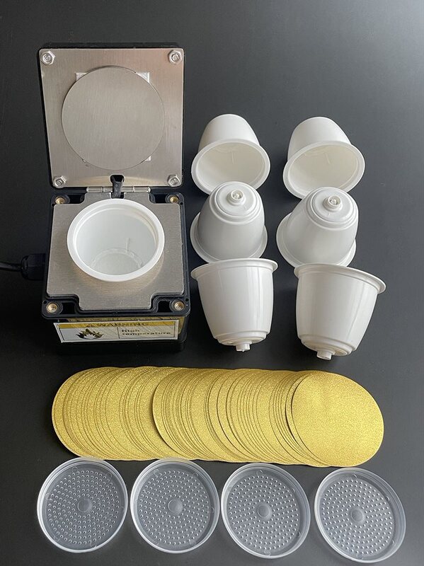 Compatible with Tst, Hibrew Homemade DIY Coffee Machine Capsule Empty Shell Sealing Machine Sealing Film Filter Holder