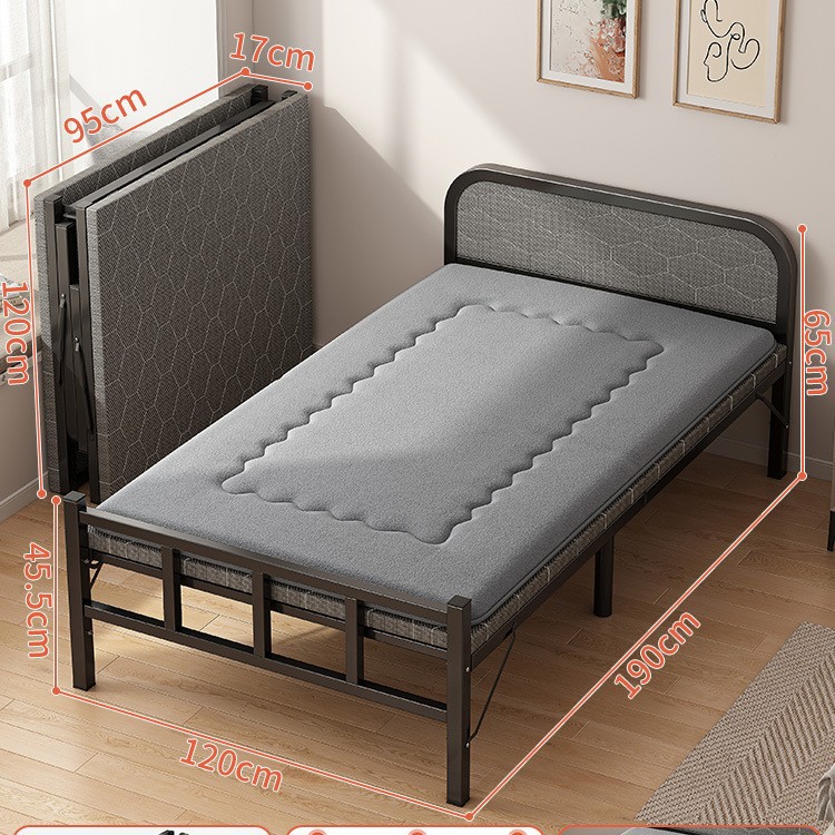 Cama plegable hogar individual cama simple cama supletoria 1,2 m reforzado almuerzo cama pequeña casa de alquiler adulto placa dura cama de hierro
