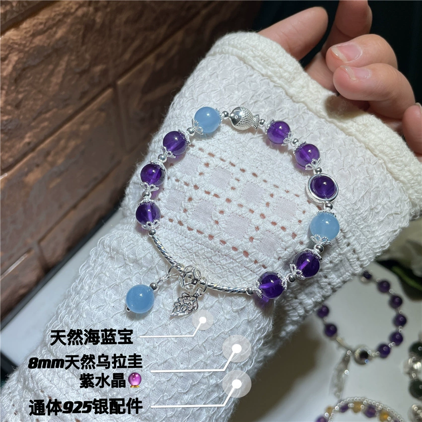 Accessory with amethyst, sapphire bracelet, light luxury style