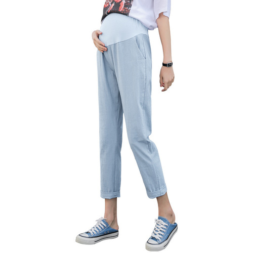 Maternity pants  summer new Korean style loose large size versatile leggings high waist cross waist wide leg pants