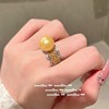 Crooked matte zirconium from pearl, ring with stone, with gem