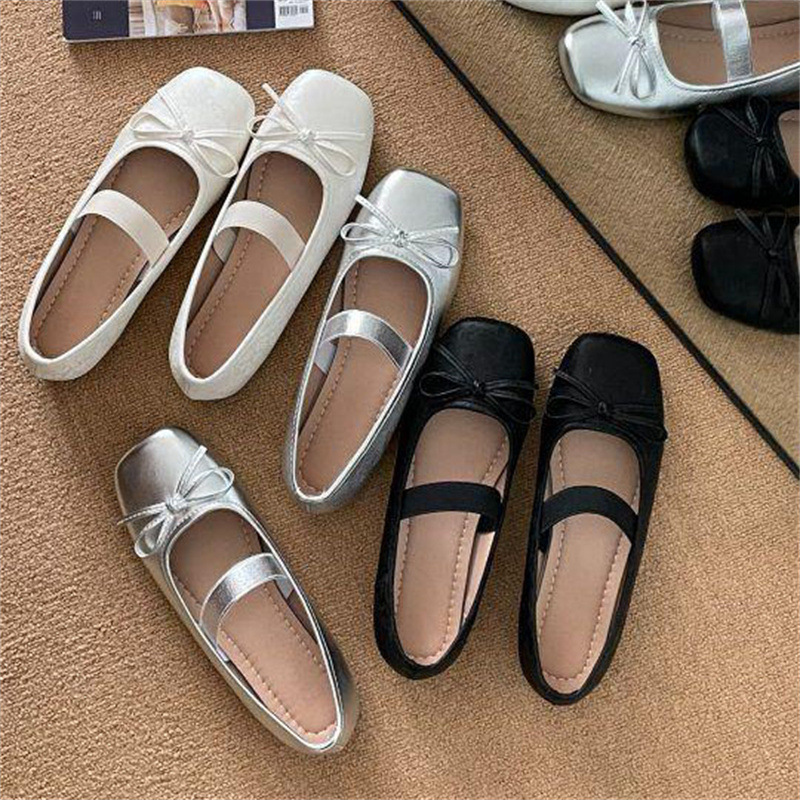 French Fairy Style Bow Shoes 2025 Summer New Gentle Dress Soft Bottom Ballet Shoes for Women