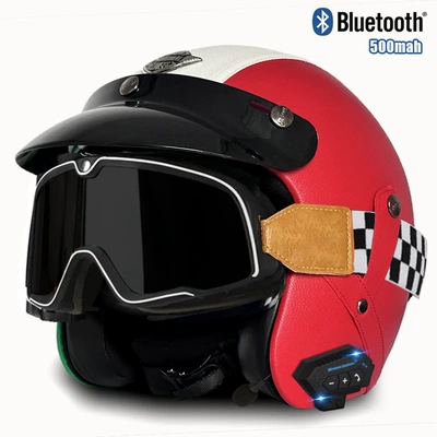 men's and women's motorcycle leather — Motosiklet kaskı (dəbilqə) - v-flag-mig-large-frame-goggles-bluetooth-s