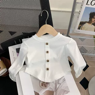 Лонгслив для девочек круглый вырез тонкий