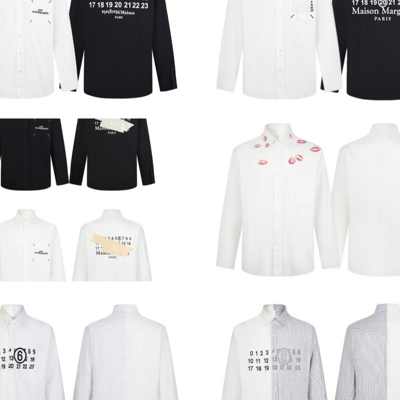 Cross-Border Maison Margiela Mm6 Loose Letter Print Long-Sleeve Shirt for Men and Women