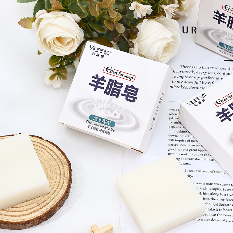 [Yilingna] jabon de cabra, jabon de aceite esencial de leche de cabra, jabon cuadrado, jabon hecho a mano, limpio y humectante 70G fabricantes image 3