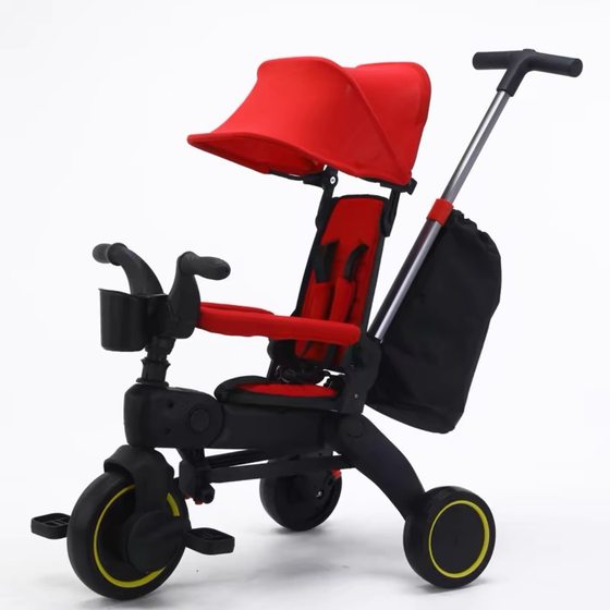 Children's tricycle bicycle foldable baby stroller walking baby 1-3 with guardrail walking baby boy 3-6 years old