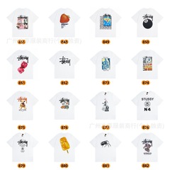 アメリカのファッションブランドSTU半袖tシャツ白合集プリント半袖tシャツカジュアルカップル男女同金