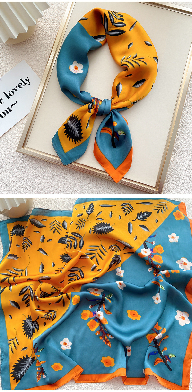 45g Weight Silk Scarf Classification Daily Occasion Polyester Material Geometric Pattern All Seasons Season Women's Gender Printing Design Elegant, Sweet Style Women's Elegant Sweet Geometric Polyester Printing Silk Scarf 4