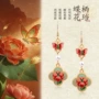 蝶恋花彩绘复古925耳钉