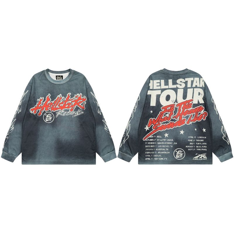 美式潮牌Hellstar地狱之星vintage秋冬长袖打底衫高街休闲卫衣|undefined