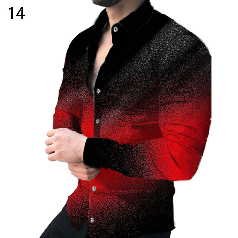 Ropa de hombre europea y americana de comercio exterior nueva personalidad casual de otoño camisa impresa de manga larga de los hombres de moda más camisa de tamaño