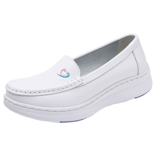 New Summer Four-Season Nurse Shoes for Women, Comfortable Soft Sole, Non-Slip, Breathable, Versatile Genuine Leather Anti-Odor Flat Shoes