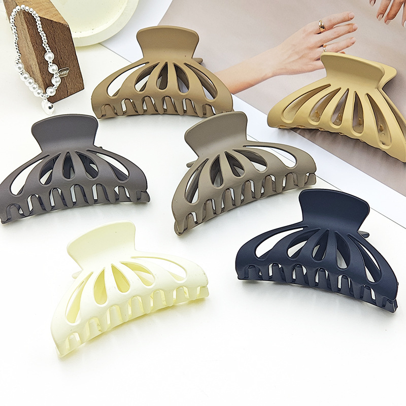 韩版跨境南瓜抓夹简约发卡磨砂发夹高级感后脑勺盘发鲨鱼夹子批发