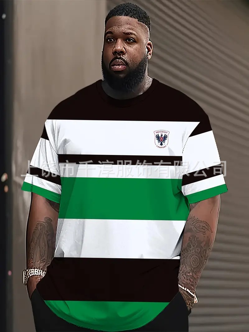 AliExpress TMEU verano estilo caliente comercio exterior ropa de hombre deportes de manga corta camiseta impresa a rayas de cuerpo completo digital 3D