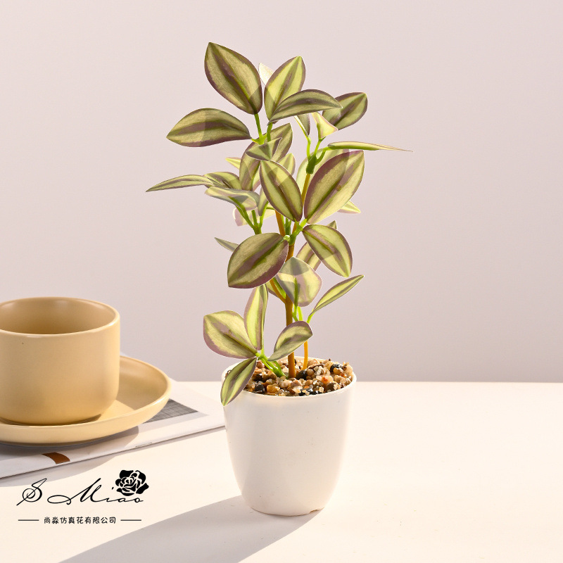 Simulación de plantas verdes, pequeñas plantas en macetas, flores artificiales, flores creativas, decoración de estudio fotográfico para el hogar, plantas verdes artificiales, bonsai de simulación image 8