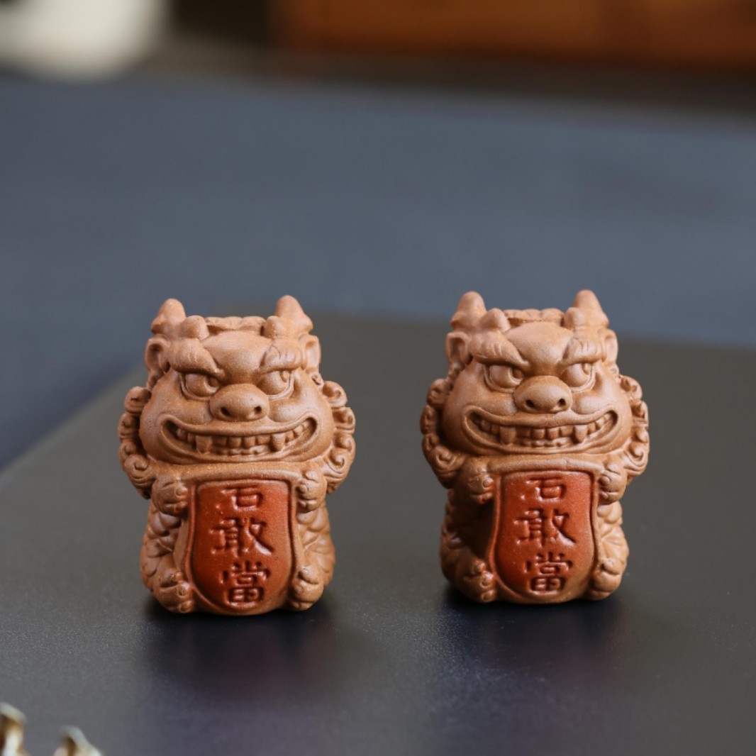 国潮新中式创意石敢当紫砂茶宠家居桌面可茶养茶玩鱼缸景摆件