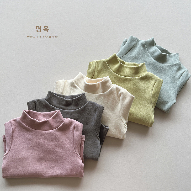 Camisa de fondo para niños Otoño e Invierno nueva Camiseta de algodón de Cachemira superior elástica para niños camisa de fondo para bebés estilo coreano ropa para niños