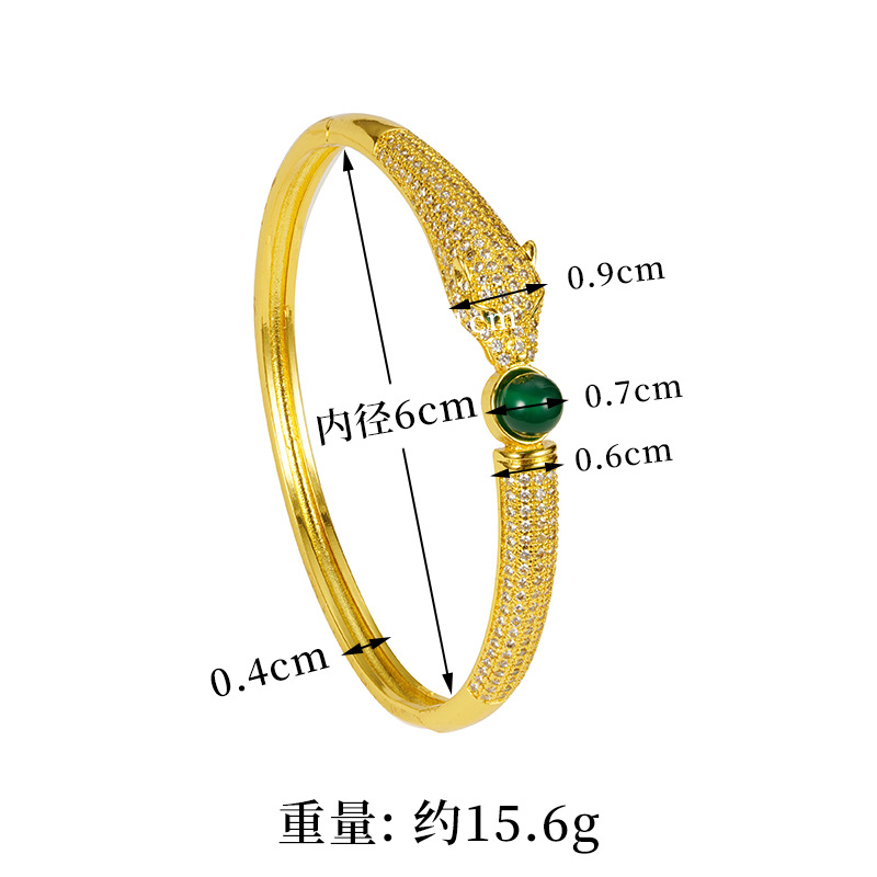 Nuevos productos vietnamitas arena oro zorro brazalete abierto lleno de diamantes jade herencia antigua China estilo Yiwu joyería al por mayor