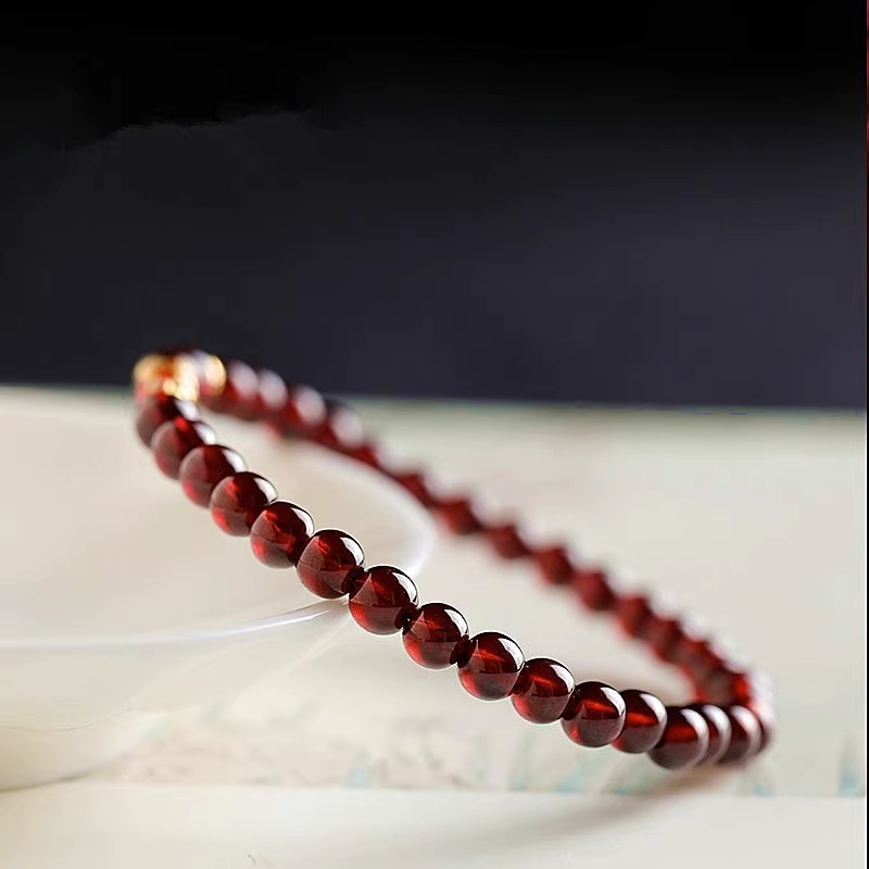 S925 Silver Koi Multi-Ring Crystal Bracelet for Women, Chinese style zodiac Year jewelry, Natural wine red garnet crystal Bracelet 201 undefined