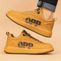 High quality men's board shoes with cold adhesive microfiber leather surface, thick sole, increased height, lightweight casual sports shoes