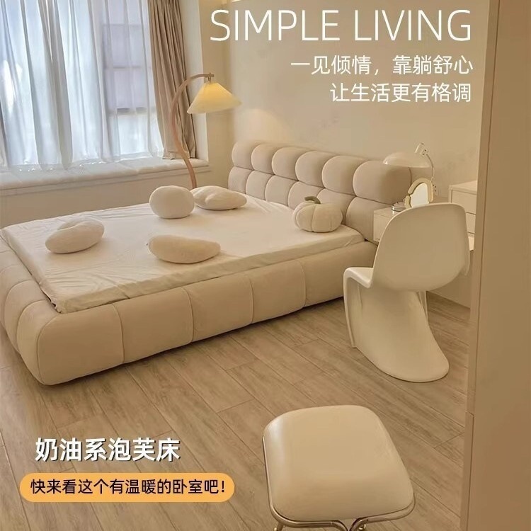 First Order Direct Discount Puff Cream Style Princess Bed Tatami Technology Fabric Storage Bed Master Bedroom Double Bed