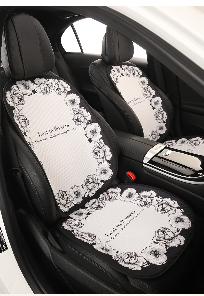 2025 New Camellia Car Seat Cushion Summer Single Piece Light Luxury Seat Cushion Four Seasons Universal Car Seat Cover for Women