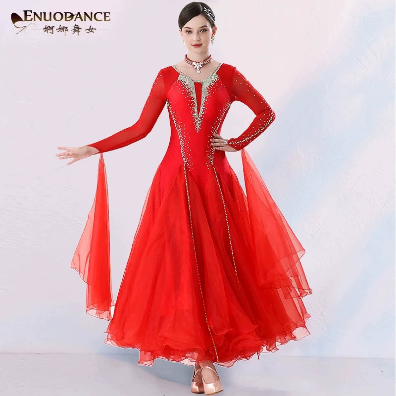 Изящное танцевальное платье для современного танца, новая юбка для вальса, бальных танцев, профессиональная юбка для современного танца, бальных танцев, свободная юбка