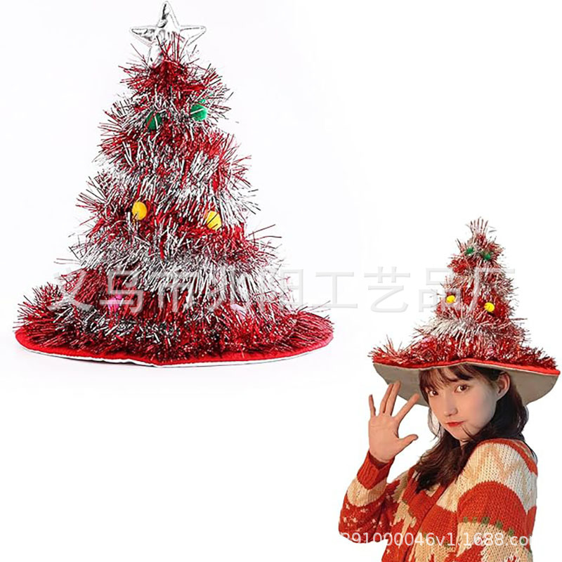 Sombrero del árbol de Navidad suministros de decoración de Navidad no tejidos de seda de lluvia sombrero de Navidad suministros de fiesta de vestir sombrero de Navidad