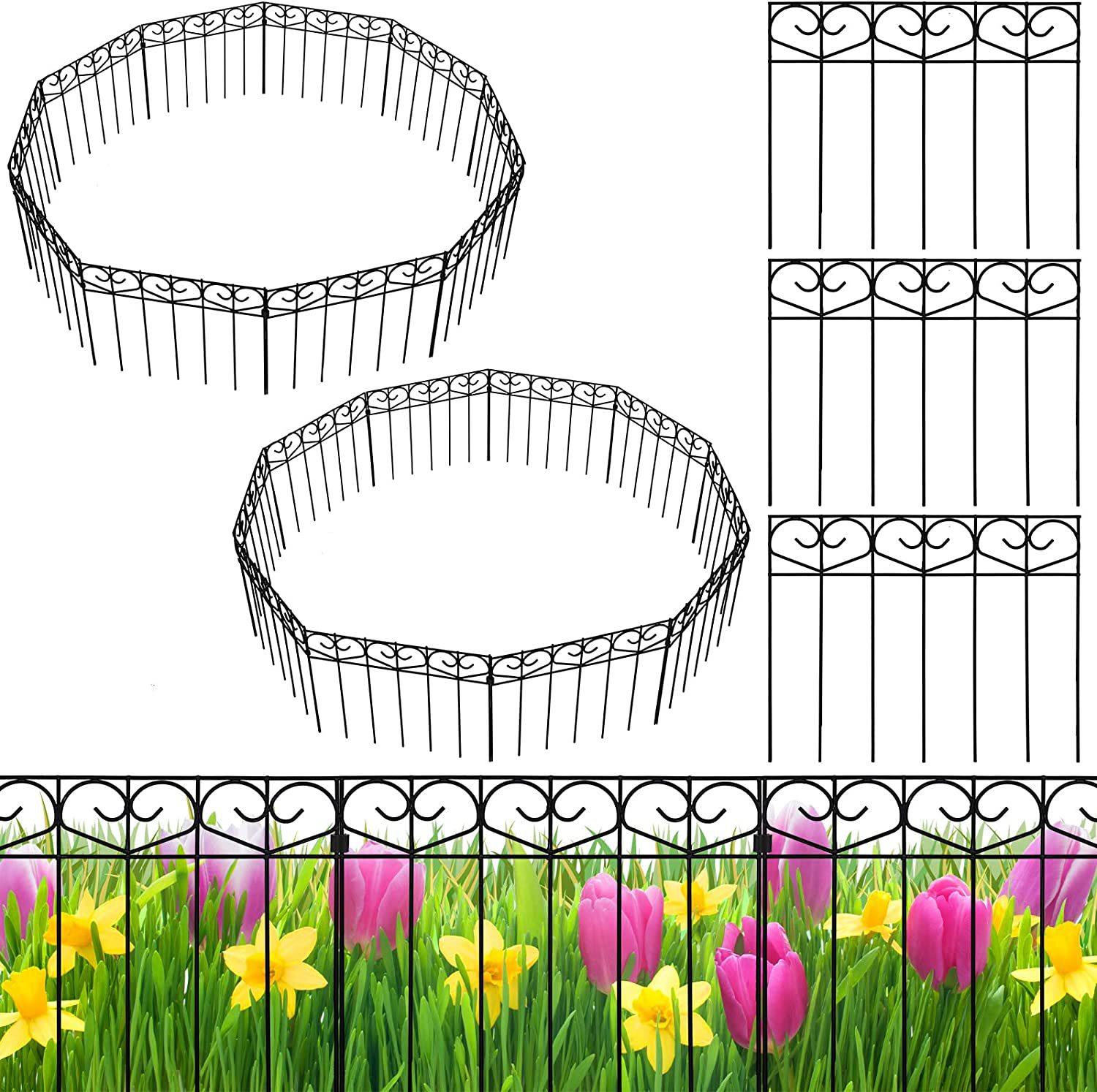 装饰花园围栏户外金属景观铁线边框折叠庭院围栏花床栅栏动物屏障